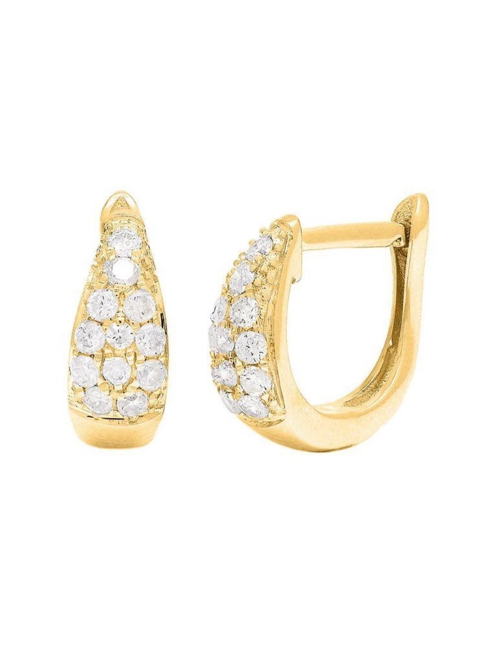 14K Real Solid Yellow Gold Natural Diamond Hoop Earrings 0.25ctw